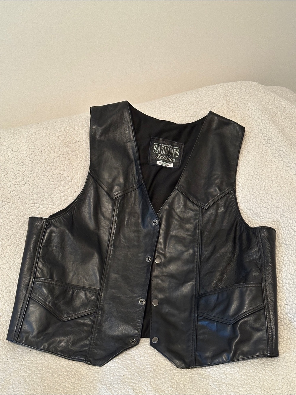 Sasson's Black Leather Vest